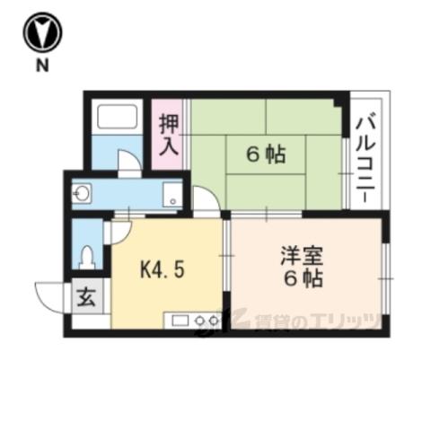 ヴェルデ比叡山(2K/3階)の間取り写真