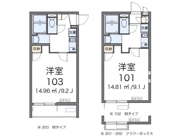 クレイノデル ソーレ(1K/2階)の間取り写真