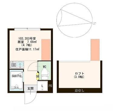 GRANTHAM HOUSE SENKAWA(ワンルーム/1階)の間取り写真