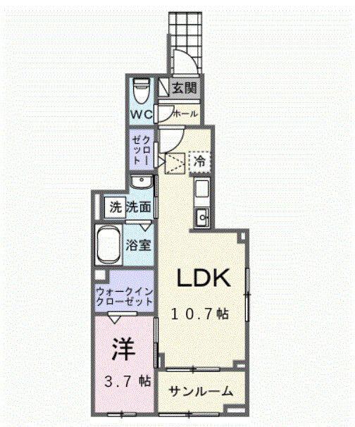 グラン イリーデ(1LDK/1階)の間取り写真