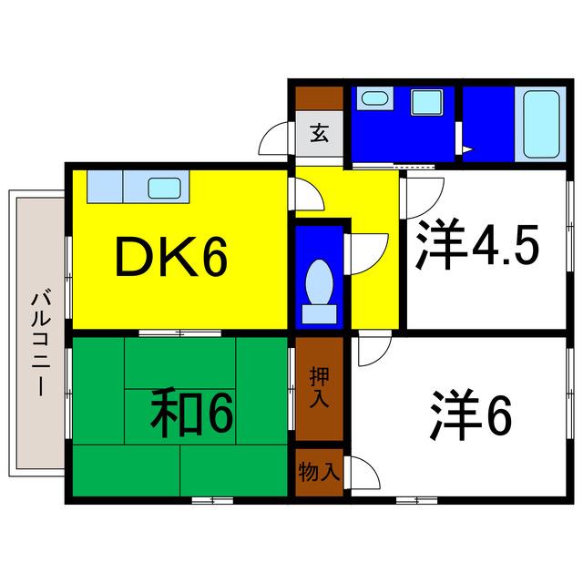 フォブール広田(3DK/2階)の間取り写真