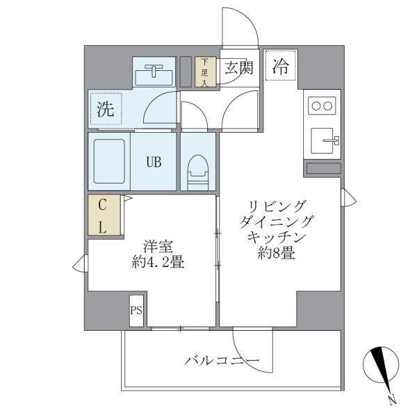 LA PERLA YOTSUYA(1LDK/6階)の間取り写真