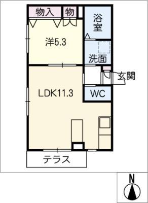 プティメゾン カトル(1LDK/1階)の間取り写真