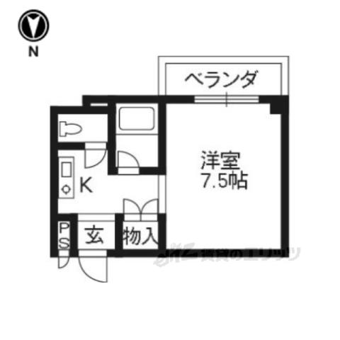 クレイドル桂(1K/2階)の間取り写真