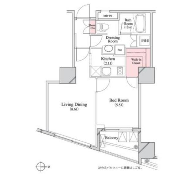 パークキューブ八丁堀(1LDK/11階)の間取り写真