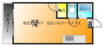 ロウタスビル(ワンルーム/2階)の間取り写真