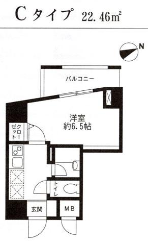 レジディア東品川(1K/7階)の間取り写真