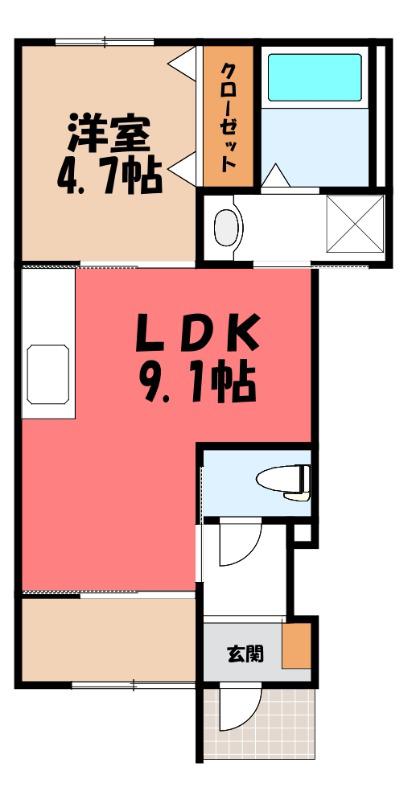 KURE HOUSE(1LDK/1階)の間取り写真
