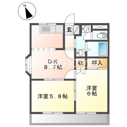 コンフォース(2DK/1階)の間取り写真