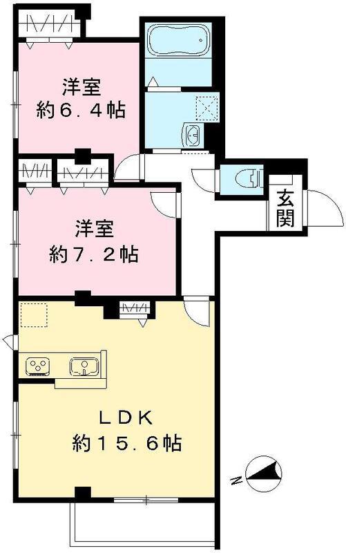 トゥインクル ヴィータ(2LDK/2階)の間取り写真