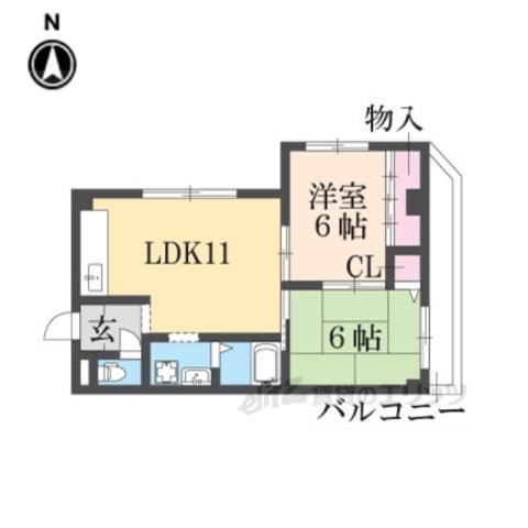 ベルビュ離宮(2LDK/5階)の間取り写真