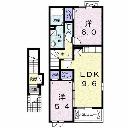 ウィステリアイン(2LDK/2階)の間取り写真