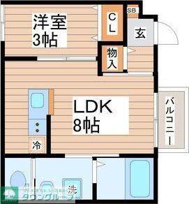 根岸町AP B棟(1LDK/1階)の間取り写真