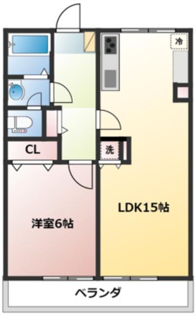 西ハイツ(1LDK/1階)の間取り写真