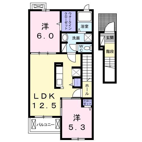 ゴーズ ハイツ(2LDK/2階)の間取り写真