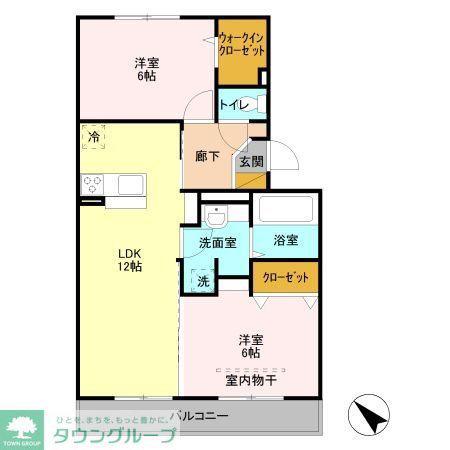 セピアコートB(2LDK/2階)の間取り写真