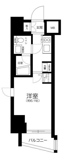 ZOOM恵比寿(1K/4階)の間取り写真