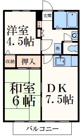 コートビレッジ(2DK/1階)の間取り写真