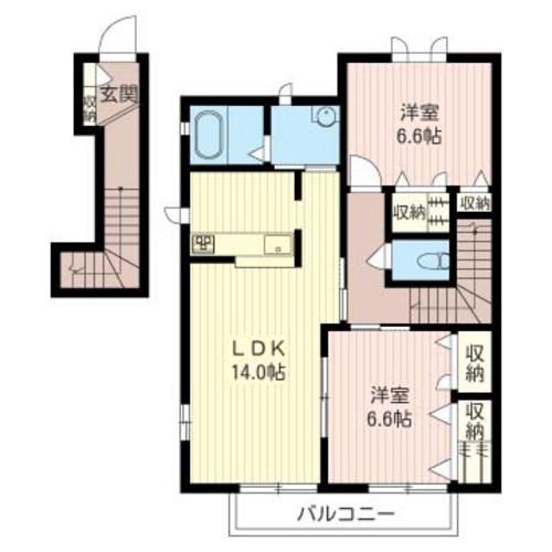 レフィナード鵠沼(2LDK/1階)の間取り写真