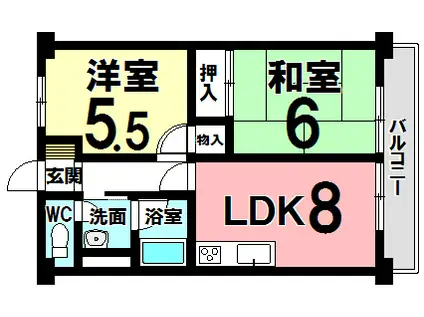 レジデンス・アダージォ(2DK/3階)の間取り写真