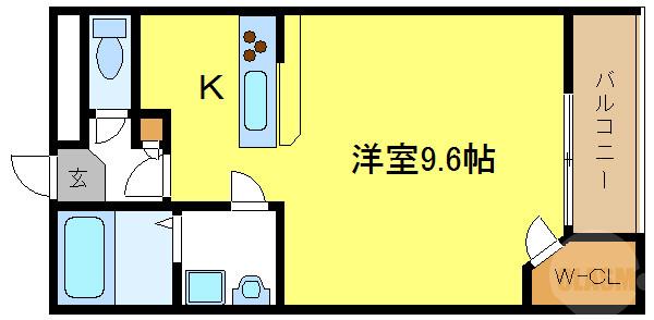 レオパレスエメラルドストーン(1K/1階)の間取り写真