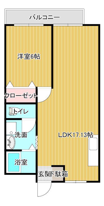 第三井上ビル(1LDK/4階)の間取り写真