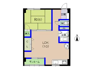 西村コーポ(1LDK/5階)の間取り写真