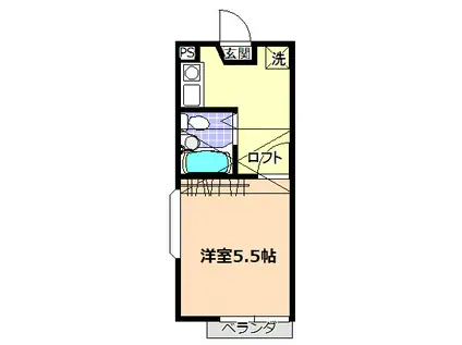 RARA東海大学前NO2(1K/1階)の間取り写真