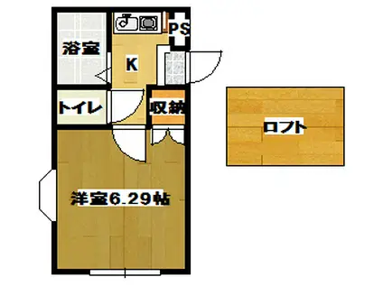 PICASSO坪井(1K/1階)の間取り写真