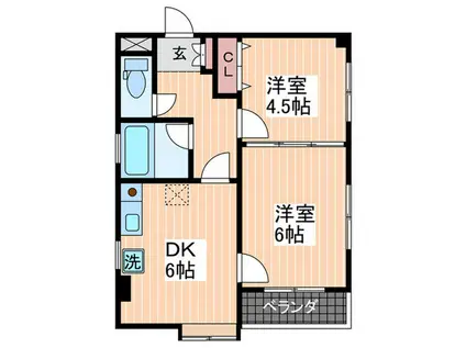 ファニ-幸(2DK/6階)の間取り写真
