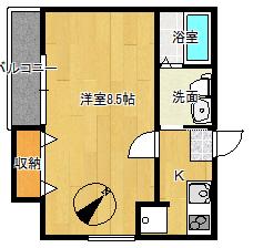 ウエストガーデン川口(1K/3階)の間取り写真