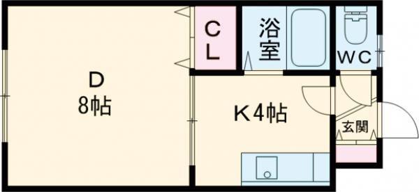 クリア北浜(1K/2階)の間取り写真