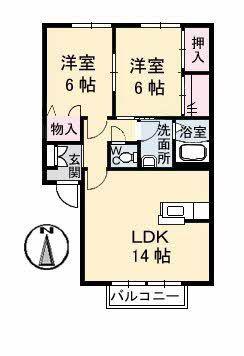 フレグランスみぶB(2LDK/2階)の間取り写真