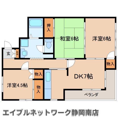 ホンケマンション(3DK/2階)の間取り写真