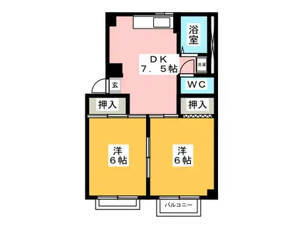 平野ハイツ A(2DK/1階)の間取り写真
