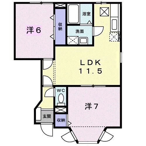 セントラルヒルズ(2LDK/1階)の間取り写真