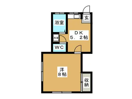 プラッツK(1DK/1階)の間取り写真