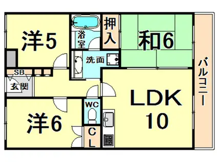 パインハイツ甲子園(3LDK/3階)の間取り写真