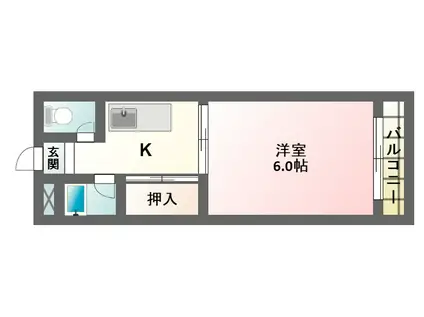 田辺ハイム(1K/2階)の間取り写真