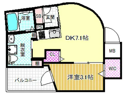 アドバンス西梅田IVエール(1DK/4階)の間取り写真