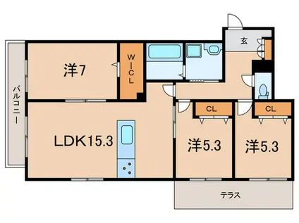 甲子園口1丁目プロジェクト(3LDK/1階)の間取り写真