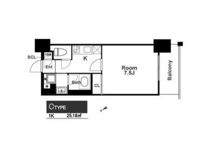 アスヴェル阿波座BLUE EARTH(1K/9階)の間取り写真