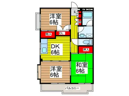 埼京レジデンス(3DK/3階)の間取り写真