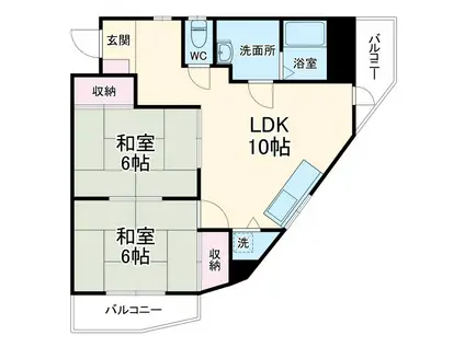 鶴ヶ峰井上ビル(2LDK/3階)の間取り写真