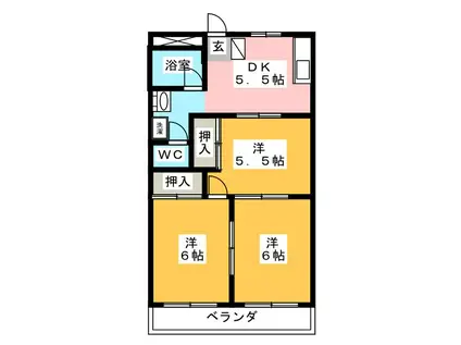 富士ハイツ(3DK/1階)の間取り写真
