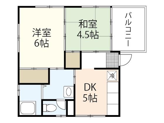 古本三ビル(2DK/4階)の間取り写真