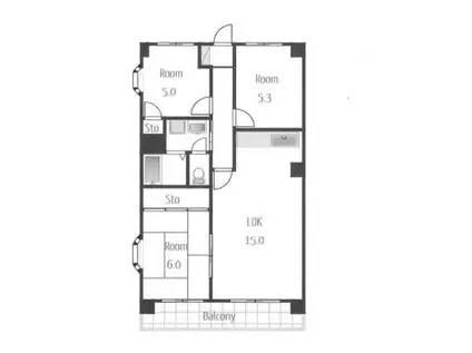 南山ハイム(3LDK/4階)の間取り写真