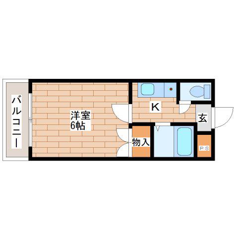 ワイケーマンション(1K/2階)の間取り写真