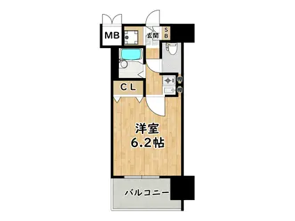 パラシオ塚本III(1K/4階)の間取り写真