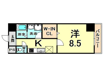 ケイ・クリスタルII(1K/2階)の間取り写真